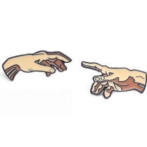 The Creation of Adam Fresco painting by Michelangelo Enamel Pins
